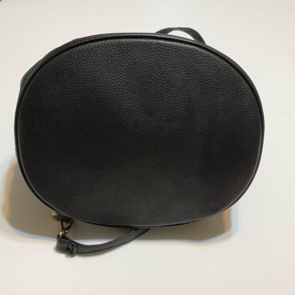 Loume Black Nylon and Vegan Leather Slouchy Backpack, Gold hardware - Picture 15 of 16